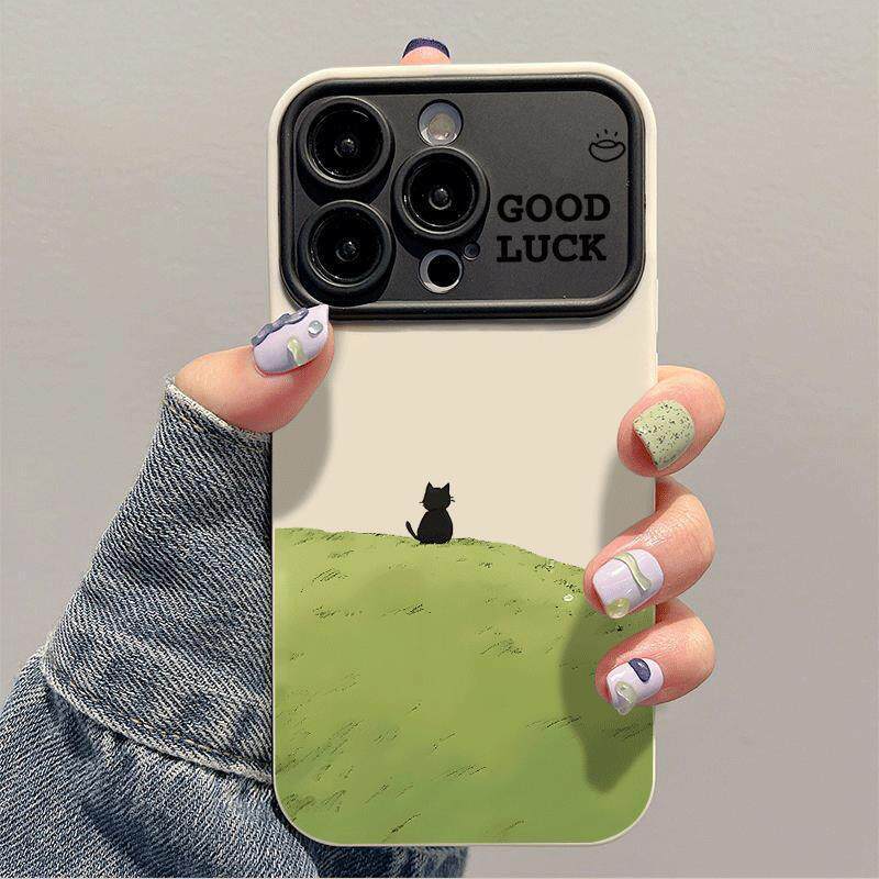 草地风景猫咪适用苹果17promax视窗手机壳iPhone16pro新款15/14plus简约13pro全包vivo华为P70小米15oppo软套