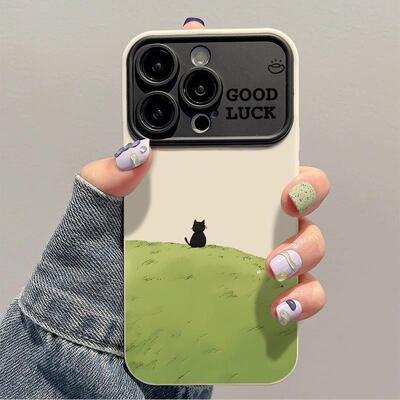 草地风景猫咪适用苹果17promax视窗手机壳iPhone16pro新款15/14plus简约13pro全包vivo华为P70小米15oppo软套