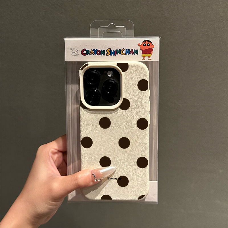 简约大波点适用苹果17promax荔枝纹手机壳iPhone16/15/14pro全包防摔AIR磨砂套13pro小众创意12男女11软壳潮