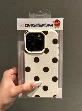 简约大波点适用苹果17promax荔枝纹手机壳iPhone16/15/14pro全包防摔AIR磨砂套13pro小众创意12男女11软壳潮