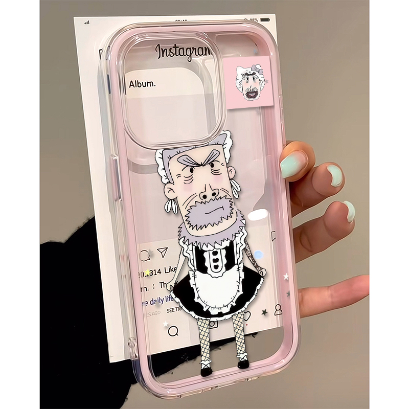 趣味牛爷爷适用苹果16promax炫彩二合一手机壳iPhone16/15/14pro全包透明16/15/14plus创意14/13/12/11防摔套