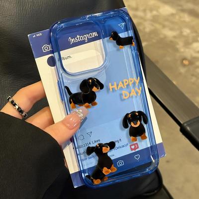 黑腊肠狗适用苹果17promax透蓝手机壳iPhoneAIR/16/15/14pro可爱卡通14/13/12/11防摔13pro全包软套AIR女款套