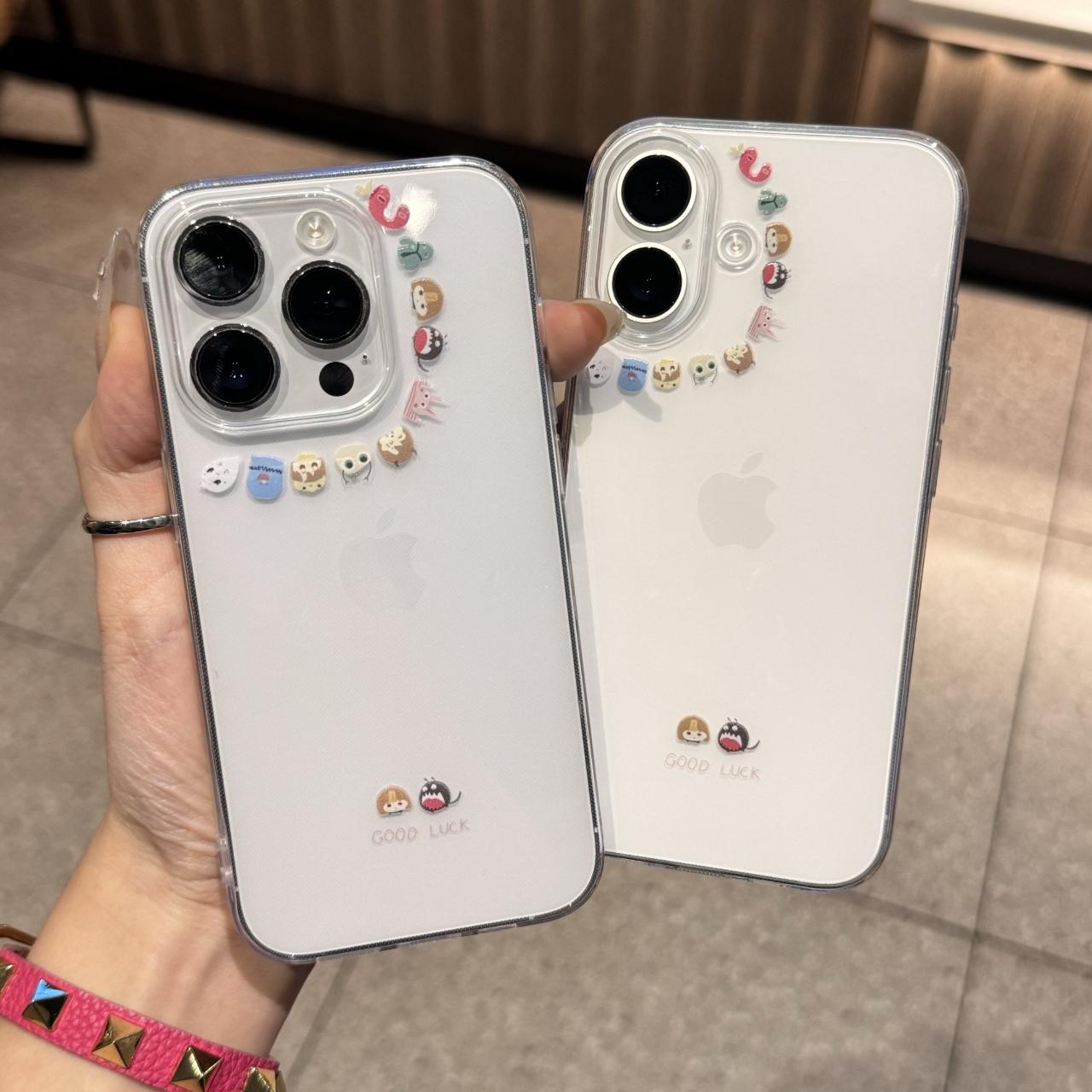 卡通围圈小怪兽适用苹果16promax高透透明手机壳16/15/14plus简约ins风iPhone16/15/14/13/12/11promax防摔套