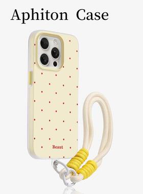 红色波点挂绳适用苹果17promax果冻肤感二合一手机壳iPhone16/15/13pro可爱AIR华为P70vivo小米17oppo女款套
