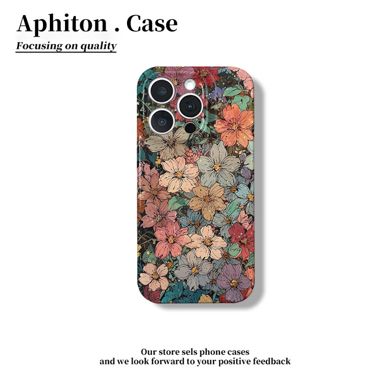 油画花朵满屏适用iPhone16pro苹果17promax菲林手机壳16/15/14plus全包防摔13pro华为P70vivo小米15oppo新款
