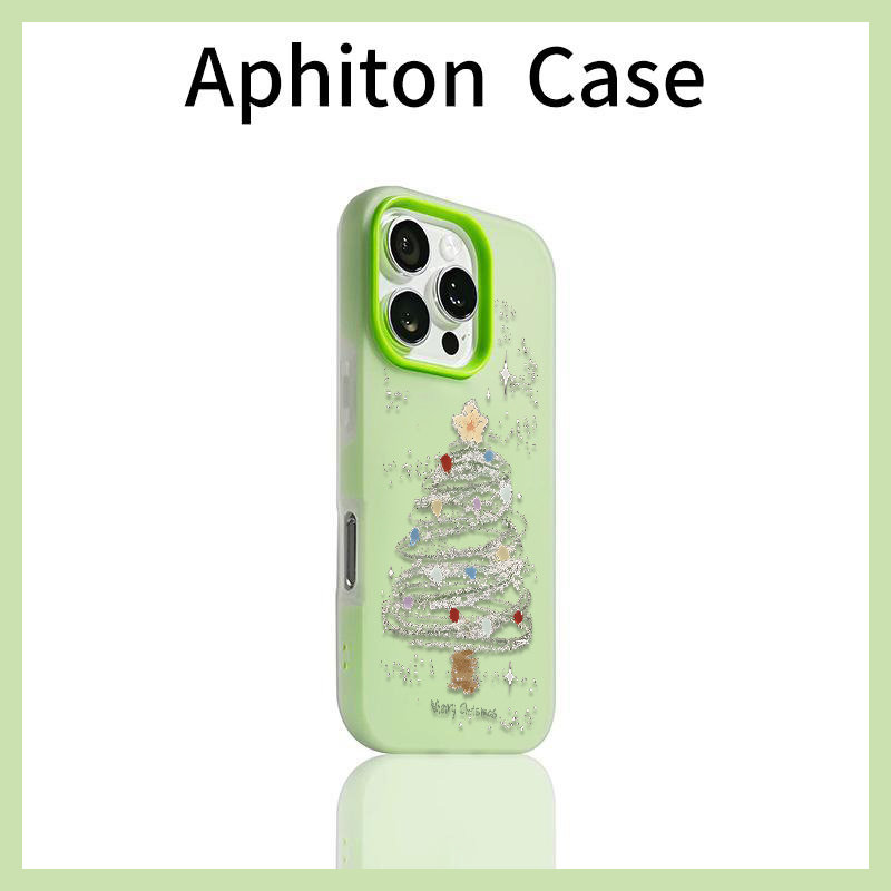 彩绘波点圣诞树果冻二合一适用苹果17promax手机壳16plus磨砂肤感iPhone17pro全包防摔16/15/14/13/12女款AIR