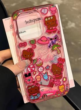 比基尼KT猫适用苹果17promax透蓝手机壳iPhoneAIR/16/15/14pro可爱卡通14/13/12/11防摔13pro全包软套AIR女款