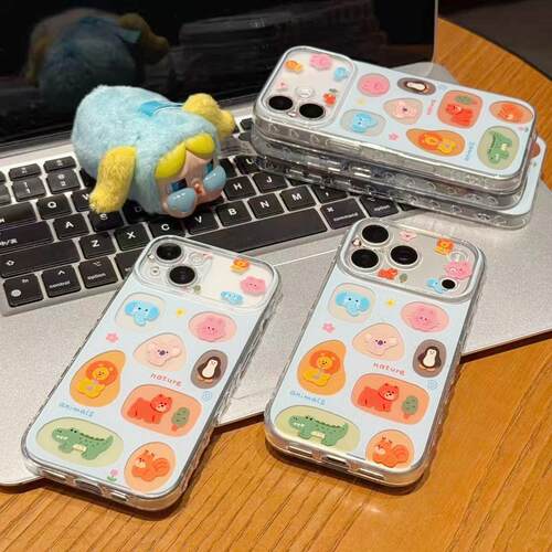 圈圈动物园适用苹果17promax爱心手机壳iPhone16/15pro小众创意14/13pro全包防摔12/11可爱卡通13pro新款air