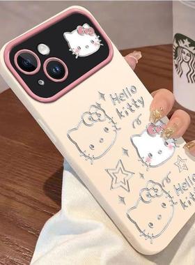 银线条凯蒂猫适用苹果17promax视窗手机壳iPhone16pro个性15plus女款14/13pro全包防摔vivo华为P70小米17oppo