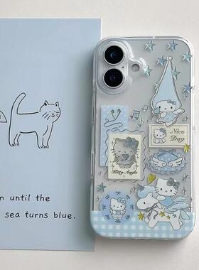 爱心天使小kitty适用苹果17/16promax高透透明手机壳iPhone15/14/13女款AIR华为P70vivo小米15oppo防摔软壳潮