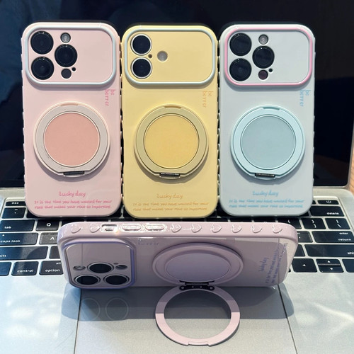 ins风纯色支架适用苹果17/16promax高颜值秒变17爱心手机壳iPhone15/14华为P90vivo小米17oppo软套AIR防摔壳