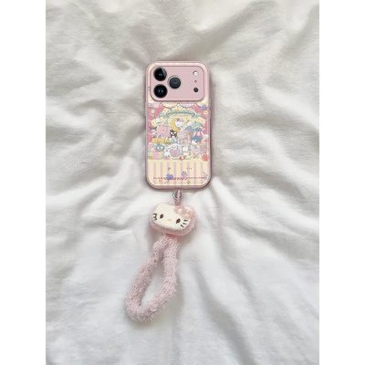 三丽鸥马戏团kt猫挂绳适用苹果17promax手机壳iPhone17/16/15/14pro气垫硅胶防摔14/13/12/11全包软套13pro女