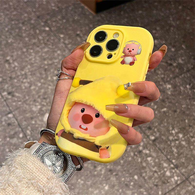奶萌蜜蜂海狸适用于苹果17promax胖墩手机壳iPhone16pro全包防摔14/13pro可爱卡通vivo华为P70小米15oppo软套