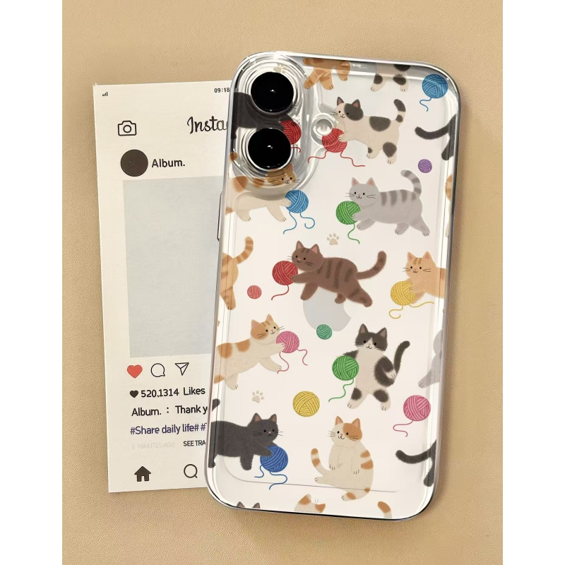 秋日毛线猫咪适用苹果17promax太空手机壳iPhone16/15/14/13/12全包透明AIR华为P70vivo小米15oppo防摔软壳潮