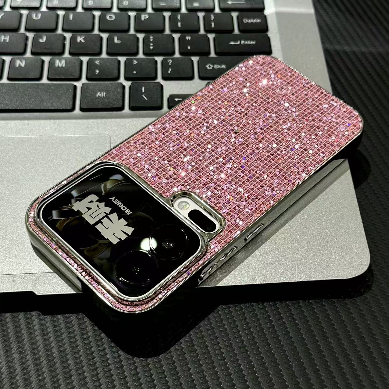 粉色小香风细闪适用苹果17promax手机壳iPhoneAIR轻奢高级16/15/14/13pro全包防摔vivo华为P80小米15oppo女款