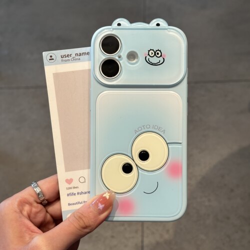 科技蓝色适用苹果17/16promax仿原肤感水晶渐变立体青蛙手机壳iPhone15Pro全包镜头膜14/13简约个性12男女11