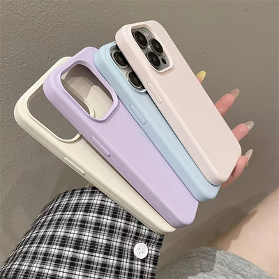 新款纯色肤感糯米壳适用苹果16promax手机壳iPhone16/15/14plus情侣款16/15/14/13/12pro硅胶软壳12/11保护套