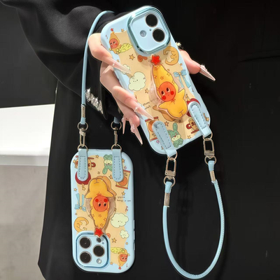 蓝色星星人支架挂绳适用苹果17/16promax精孔手机壳iPhone14/13/12/11小众创意vivo华为p70小米15oppoAIR新款