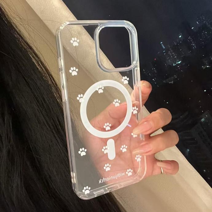 创意小爪子透明磁吸壳适用苹果16promax手机壳iPhone16新款15/14/13/12/11亚克力16/15/14plus全包防摔保护套