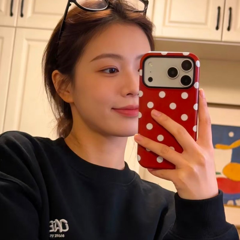新年红波点适用于苹果17/16promax菲林二合一手机壳iPhone15/14/13pro韩风女款vivo华为P70小米17oppo防摔套