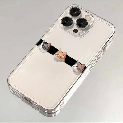 创意探头猫猫适用苹果17promax太空手机壳iPhone16/15/14/13/12全包透明AIR华为P70vivo小米15oppo防摔软壳潮