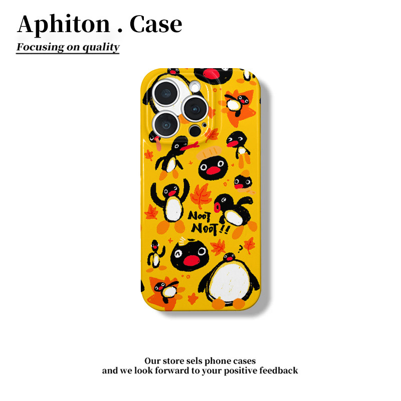 涂鸦枫叶企鹅适用苹果17promax菲林手机壳iPhone16pro小众15/14/13pro全包防摔AIR华为P70vivo小米17oppo男女