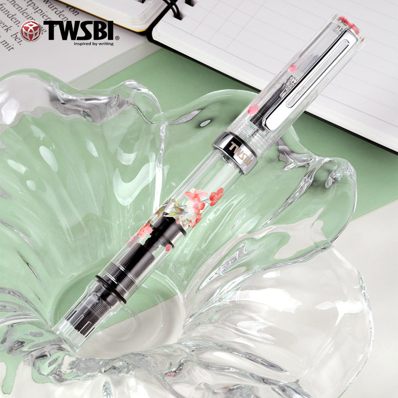 TWSBI 新品三文堂ECO凌霄花设计师限定大容量活塞上墨练字书法笔礼物送礼活塞吸墨刚笔透明示范钢笔图片