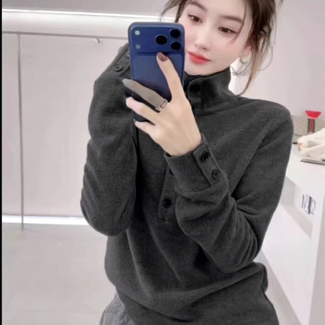 欧货秋冬加绒加厚半高领卫衣