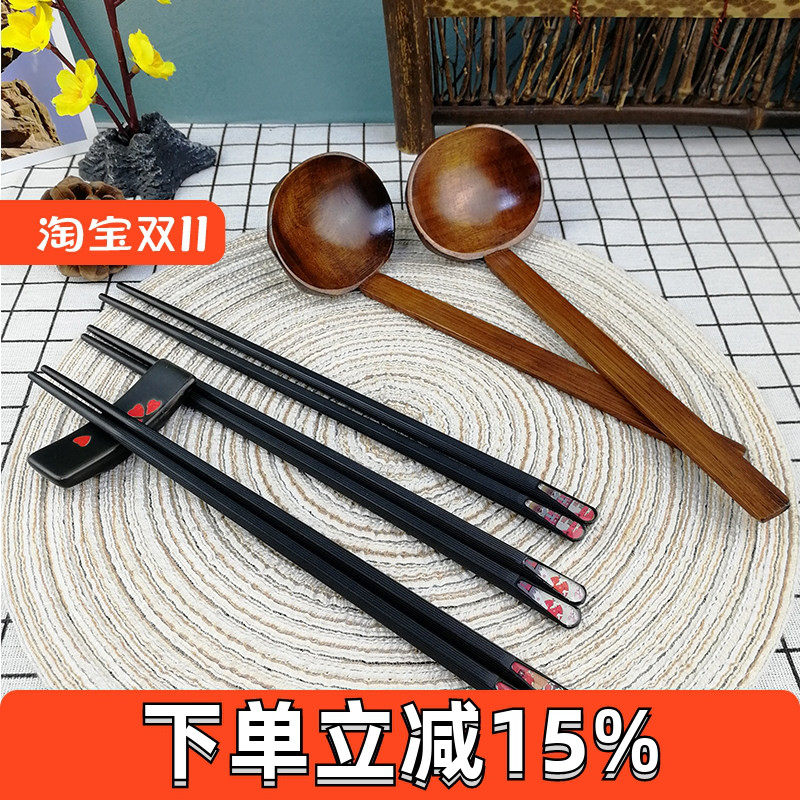 日式可消毒防滑合金筷拉面木勺