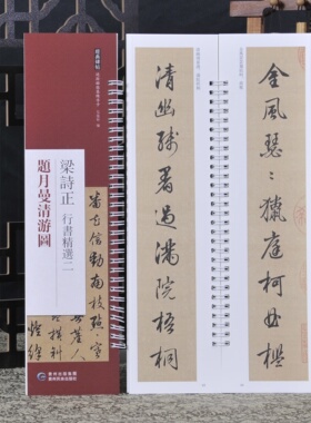 梁诗正题月曼清游图近距离临摹习字卡原帖繁体旁注毛笔书法字帖本