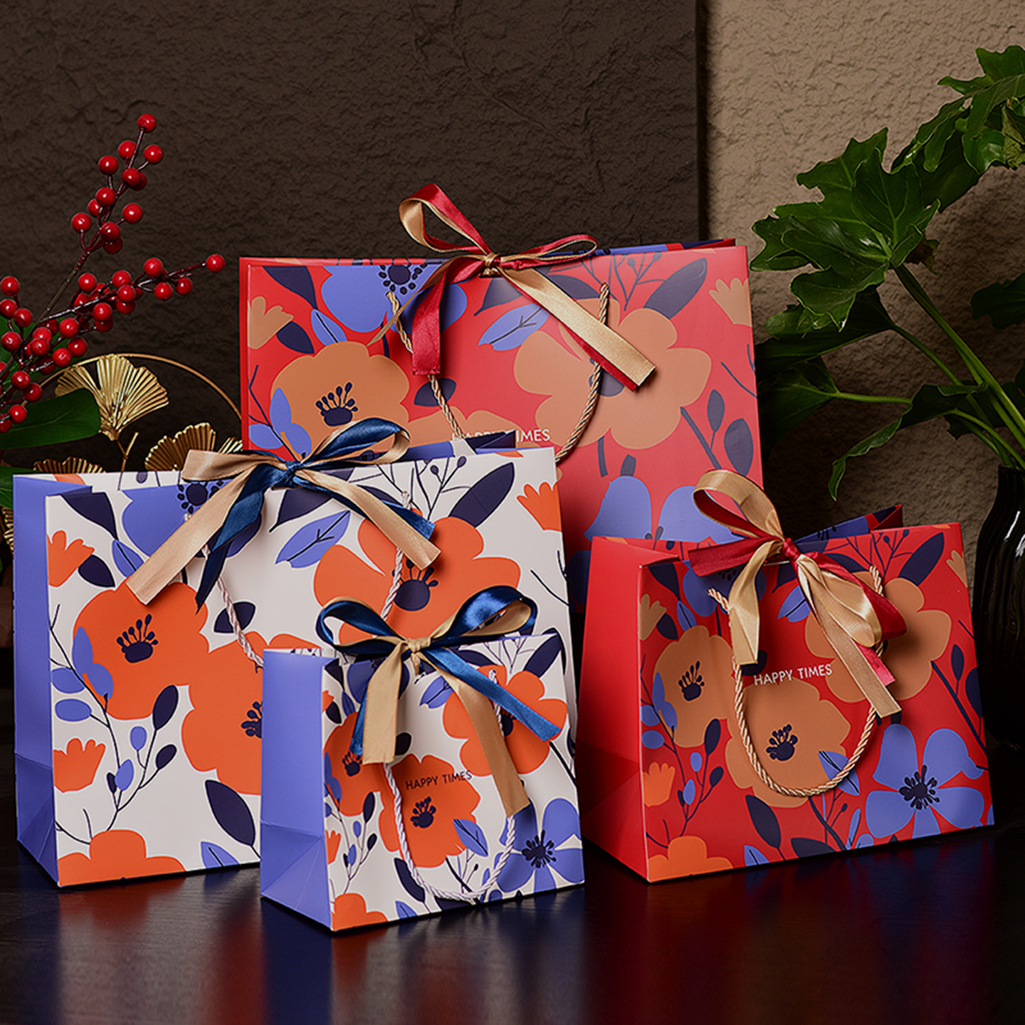 喜庆礼品袋手提袋中秋多彩礼物袋包装袋红色纸袋伴手礼袋子服装袋