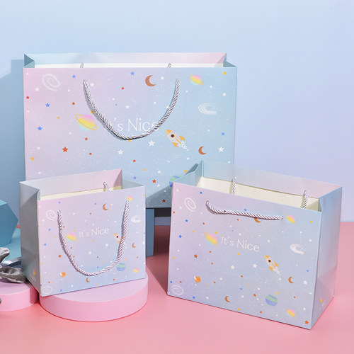 星空包装袋礼品袋手提白卡纸55粒