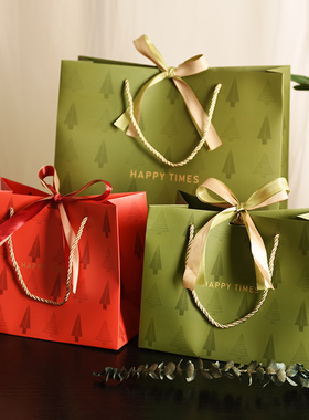 新款幸运树礼品袋礼物包装袋绿色纸袋烘焙袋子口红手拎袋喜糖袋