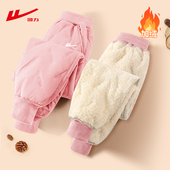 儿童休闲裤 回力女童加绒裤 长裤 冬款 子一体绒2025新款 女孩运动裤
