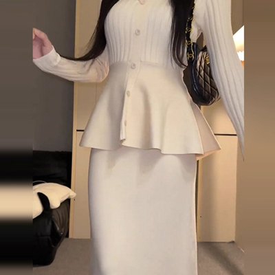 2025秋冬新款高级感包臀长裙套装