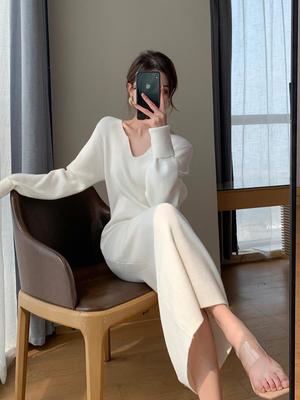 通勤A字裙纯色FTGUOE白针