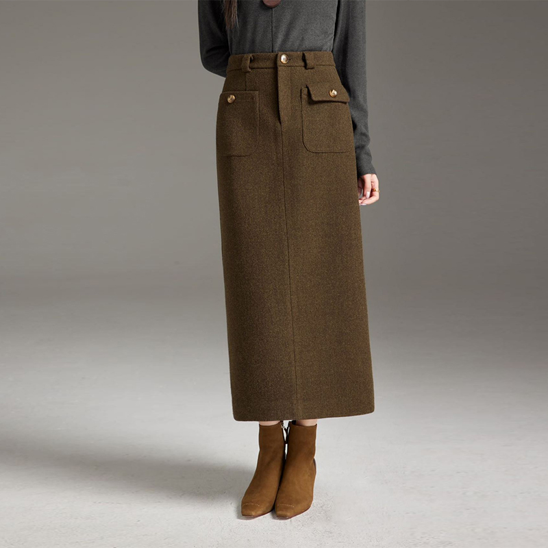 2025新款气质羊毛高腰半身裙