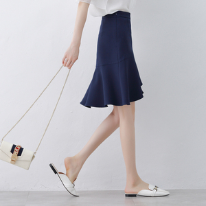 秋季港味荷叶边不规则鱼尾裙