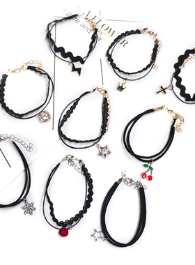 简约学生个性黑色手绳百搭