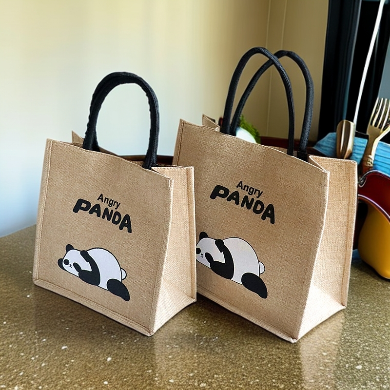 复古麻布包手提购物袋大容量女士便携帆布包包上班包单肩托特包潮