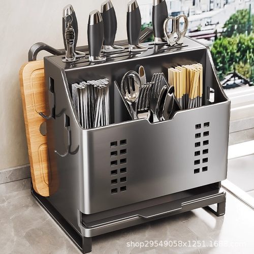2025新款多功能菜刀具放置架筷子筒筷笼一体不锈钢厨房刀架置物架