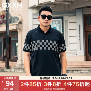 GxxH潮牌大码男装2023夏季宽松百搭休闲翻领短袖Polo衫上衣210斤