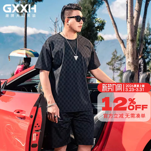 短裤 套装 夏季 GxxH潮牌大码 潮流搭配半袖 短袖 冰丝美式 运动T恤 男装
