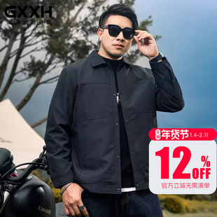 GxxH大码男装男士夹克秋冬韩式潮流加肥加大休闲翻领外套男210斤