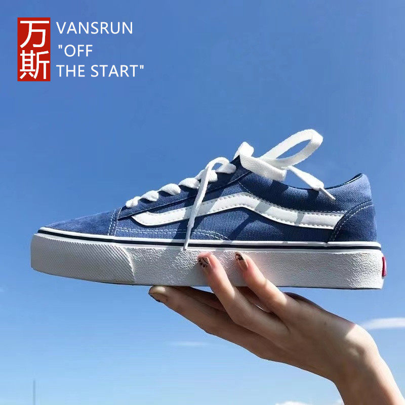夏万斯男鞋秋季低帮帆布鞋女韩版官网黑色经典款情侣百搭滑板鞋子