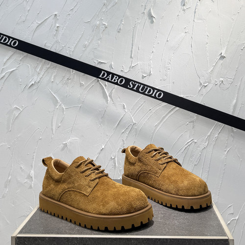 真皮低帮马丁靴轻便厚底工装鞋男