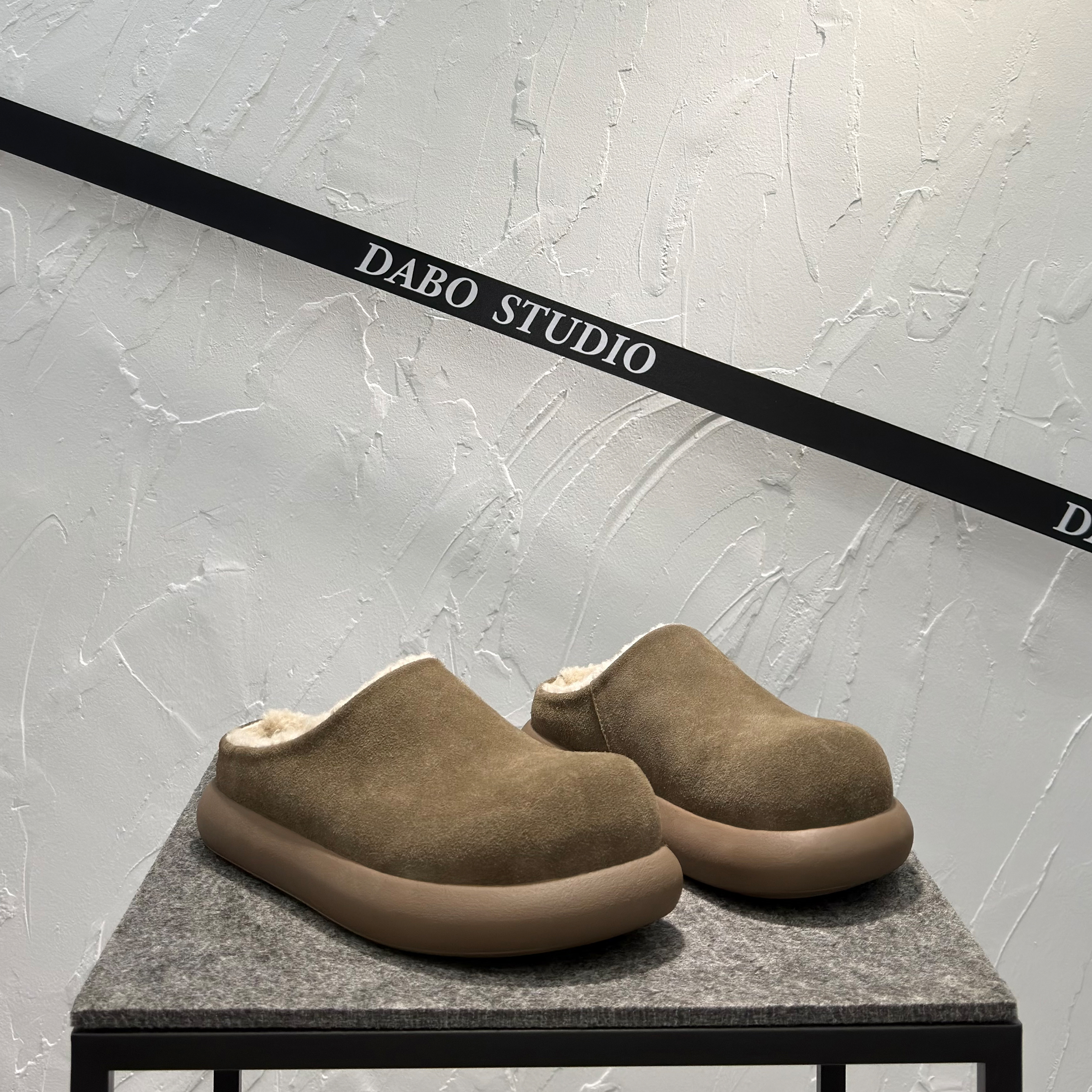 真皮加绒包头拖厚底雪地靴勃肯鞋