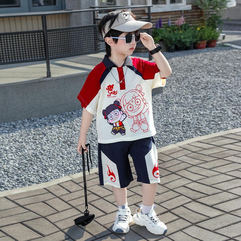 哪吒衣服男童夏装套装儿童装短袖