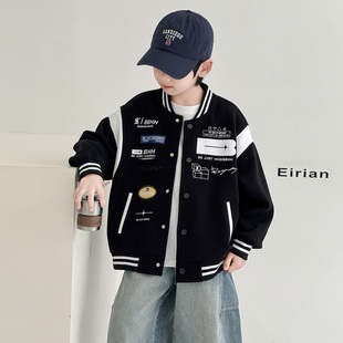 儿童春装男童外套2026新款洋气中大童时髦棒球服男孩春秋季上衣潮