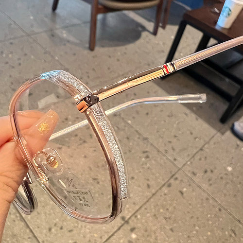 多边形透明近视眼镜潮可配ins风